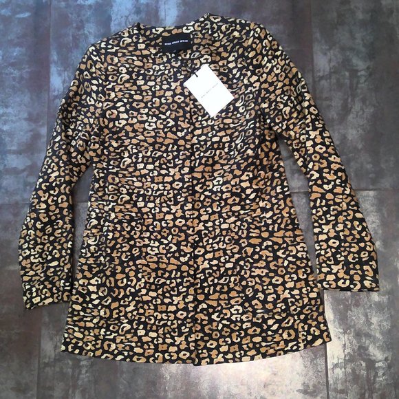 Leopard Chetah Print Hip Length Snap COTTON Jacket Who What Wear New with Tags - Picture 1 of 5